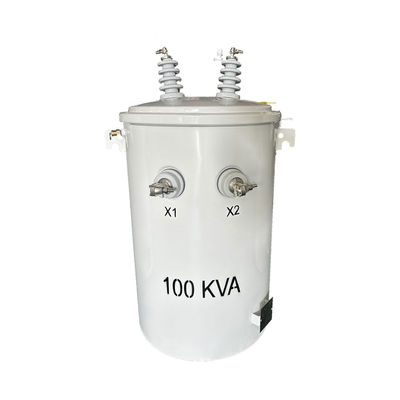 100 KVA μετασχηματιστής μονής φάσης με στύλο ισχύος μετασχηματιστή λάδι τύπου 13,8kv έως 277v