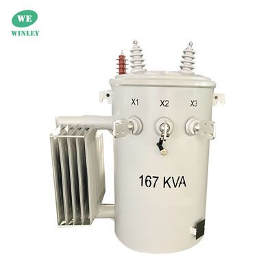 167Kva Στύλος τοποθετημένος μετασχηματιστής διανομής μονό φάση Step Down 12.47KV 2 Wire Oil Immersion IEEE Standard