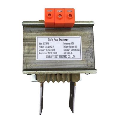 Μετασχηματιστής 400Hz 62.5V ελέγχου τάσης ενιαίας φάσης 750VA 300A 12A σε 2.5V